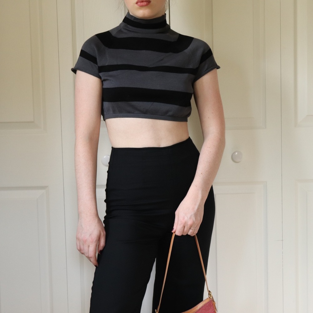 SOLD ON DEPOP VINTAGE PRADA STRIPED CROP TOP